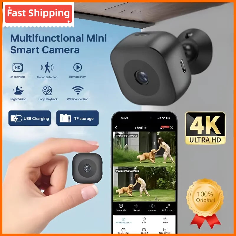 4K Mini Security Camera Full Color Night Vision High Definition Wifi Monitor Waterproof Motion Detect Surveillance Smart Home